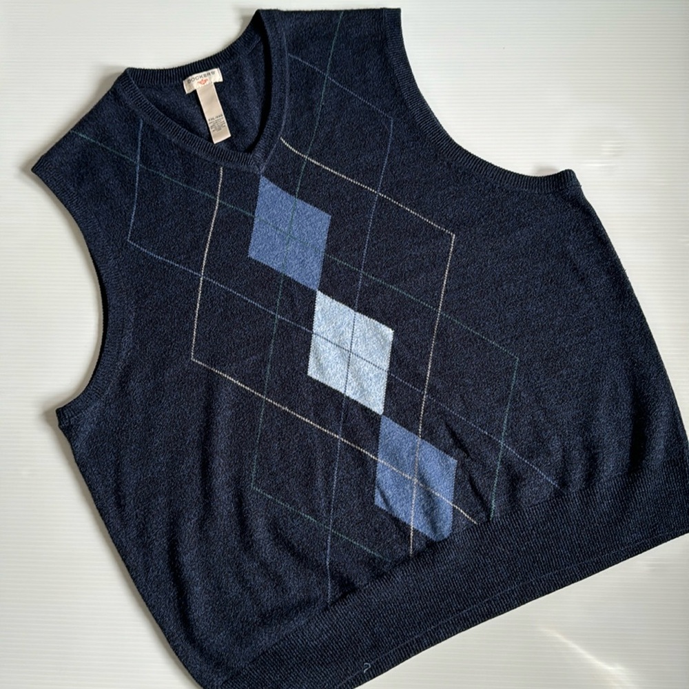 Dockers multi color- dark blue & light blue argyle vest.  Men’s size XXL